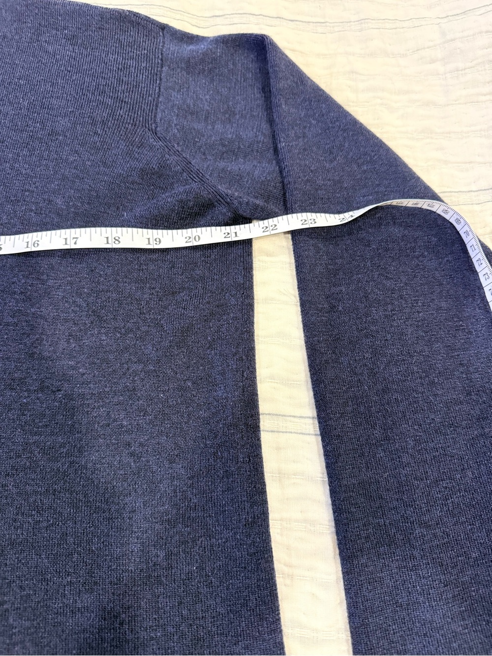 Eileen Fisher Navy Open-Front Long Merino Wool Cardigan - Picture 11 of 15